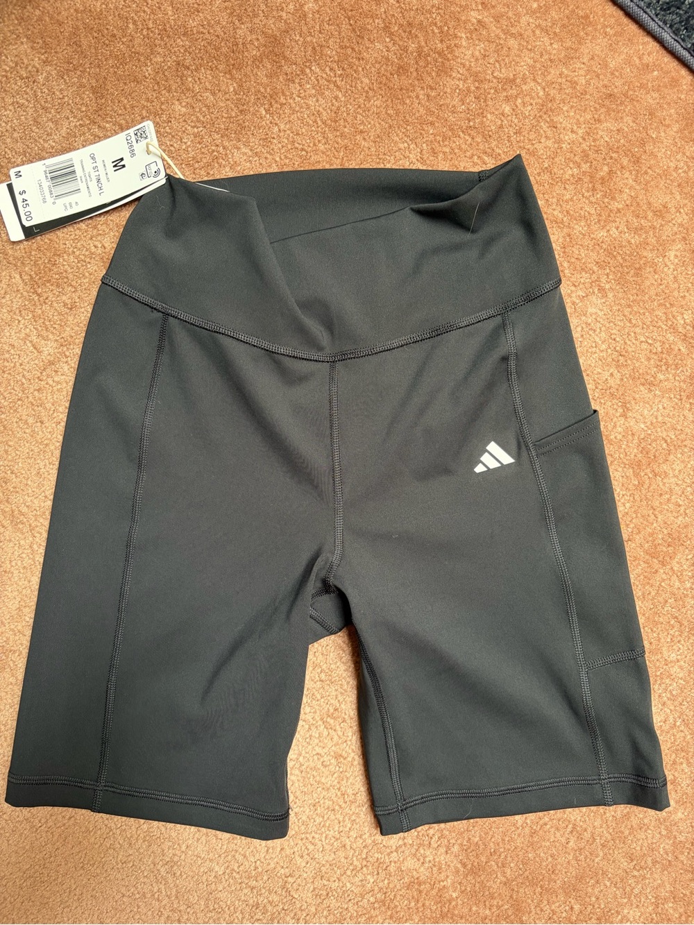 NWT- adidas Women’s Black High-Waist Pocket Bike Shorts